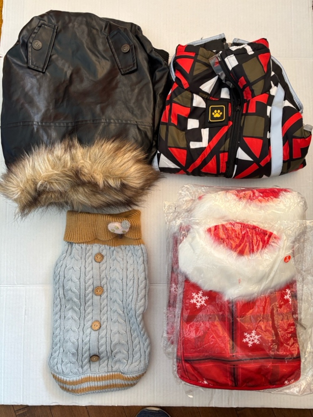 Reseller Lot Dog Coats Faux Leather/Snowflake/Reflective/ Knit Sweater (10)